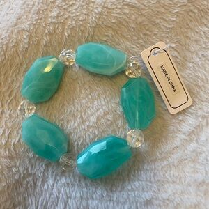 Turquoise Gemstone Bracelet with Clear Accents